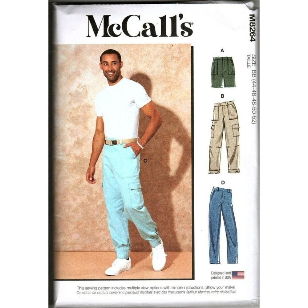 McCall's M8264 Mens 44 to 52 Cargo Shorts and Pants Uncut Sewing Pattern